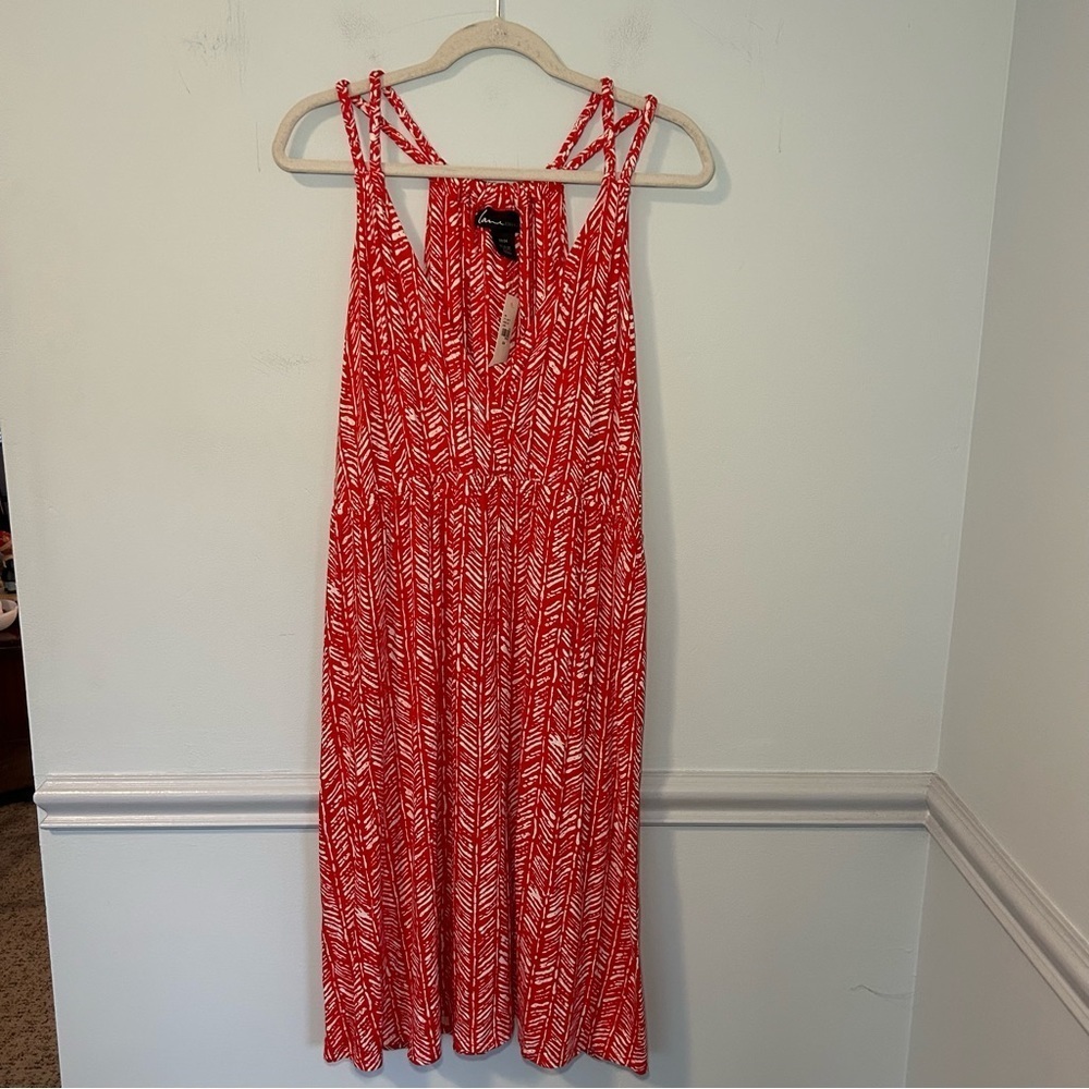 NWT Lane Bryant Red & White Double Braided Strap Sleeveless  MIDI Dress Size 22